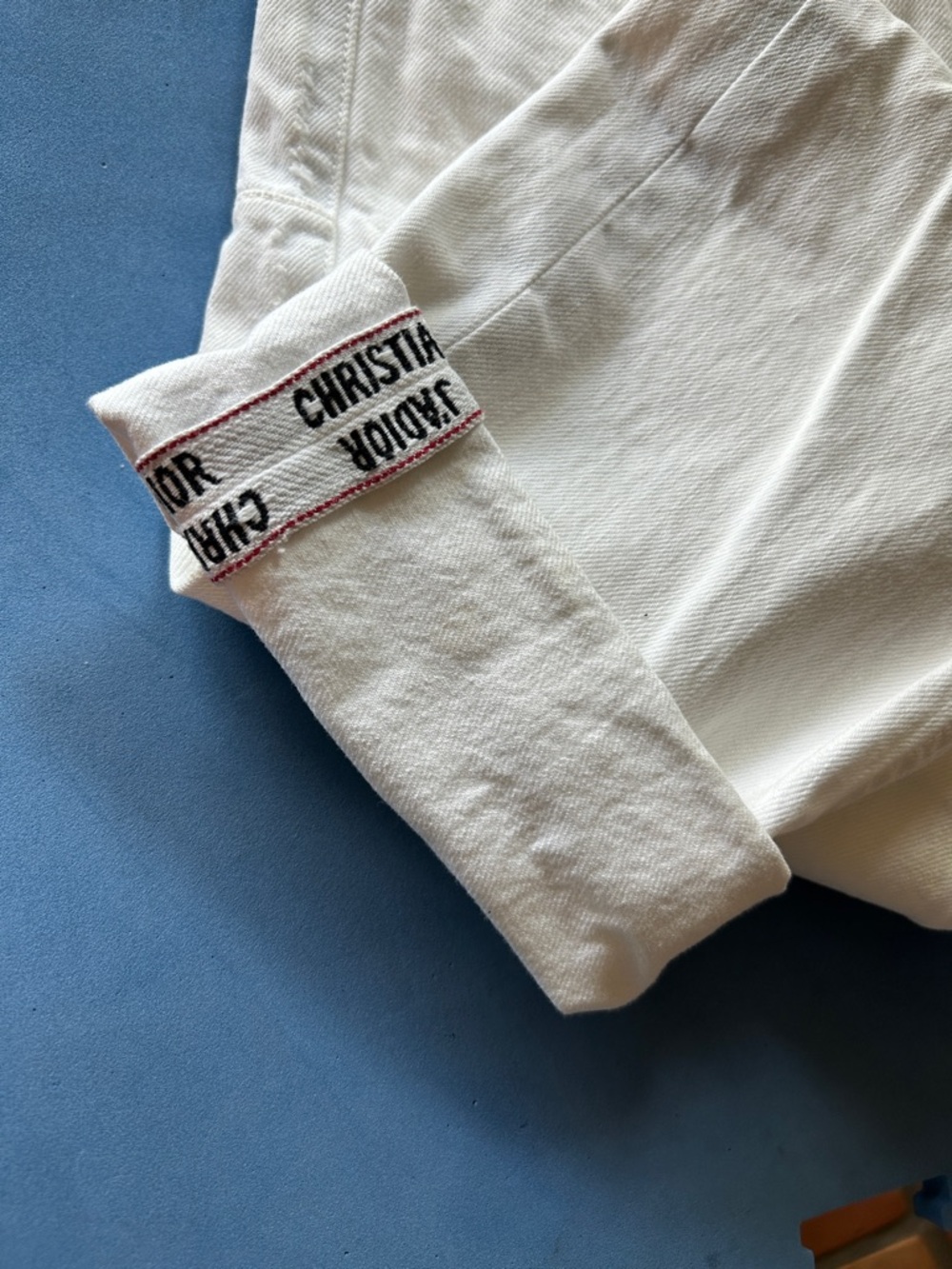 Dior White Denim Jeans with Logo Cuff Trim - Picture 2 of 14
